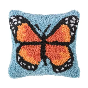 Monarch Butterfly Hooked Mini Pillow