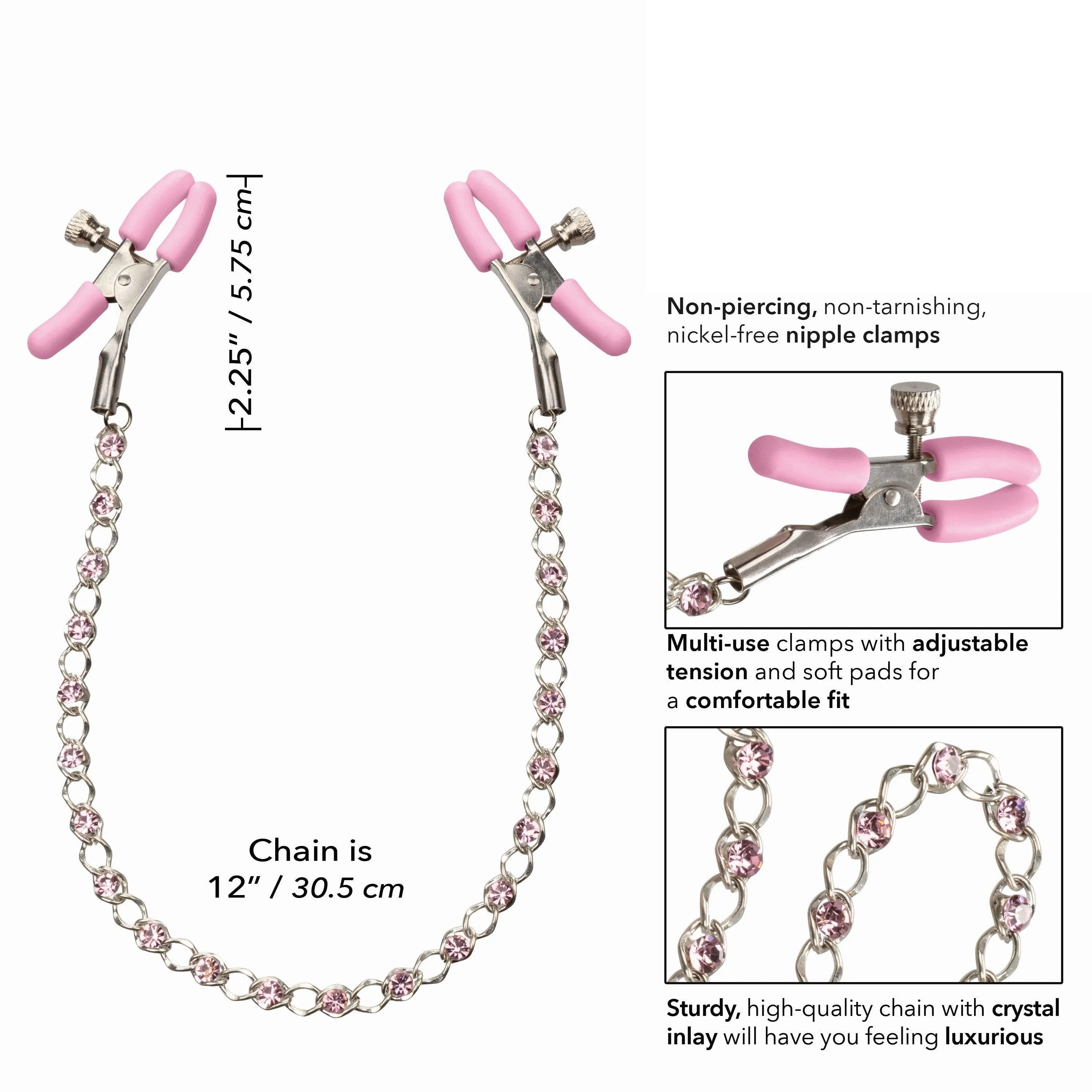 Nipple Play Fully Adjustable Crystal Chain Nipple Clamps