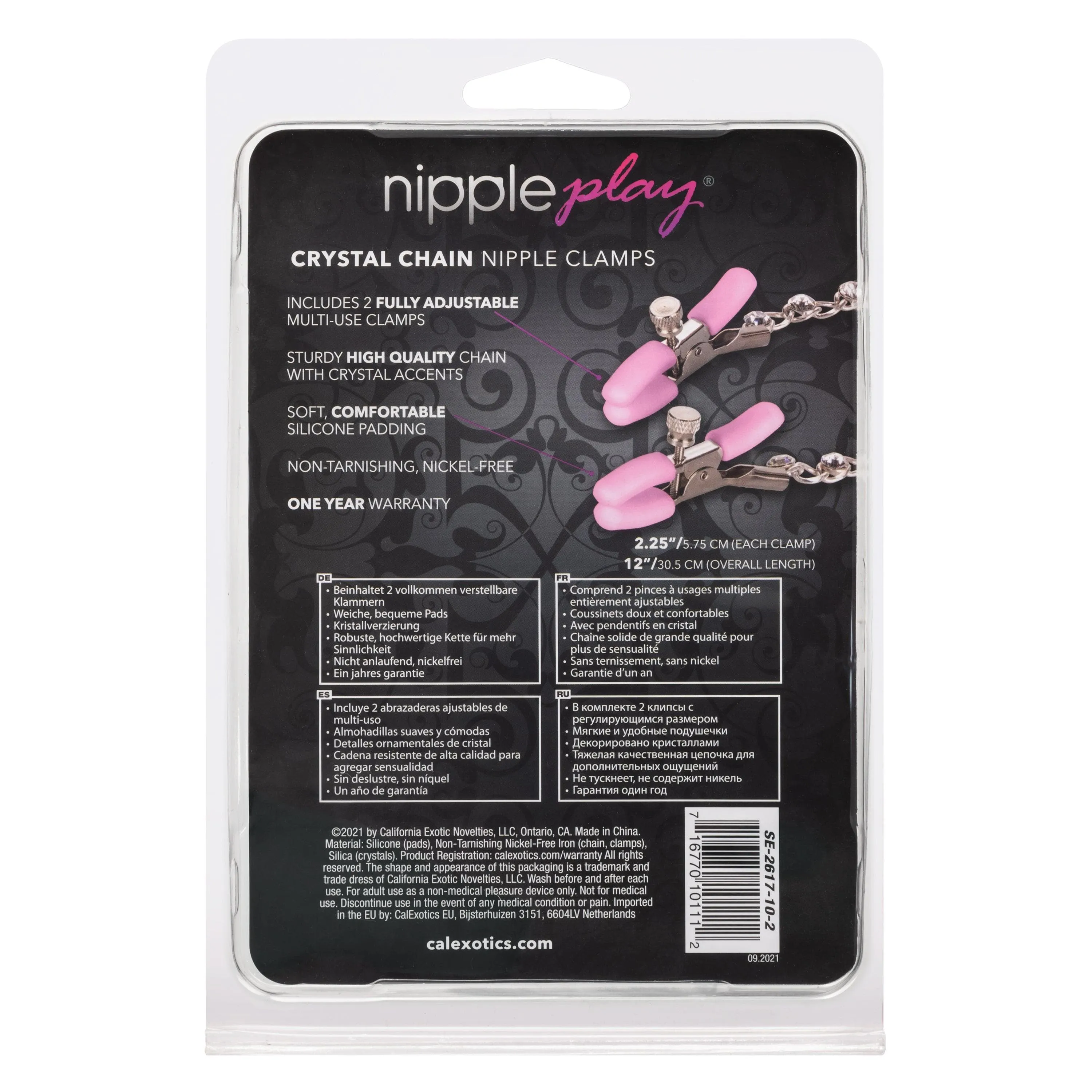 Nipple Play Fully Adjustable Crystal Chain Nipple Clamps