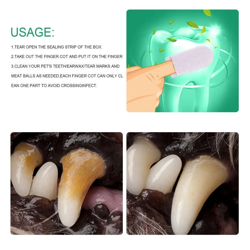 Pet Finger Cot Wet Wipes Easy Teeth Cleaning Solution