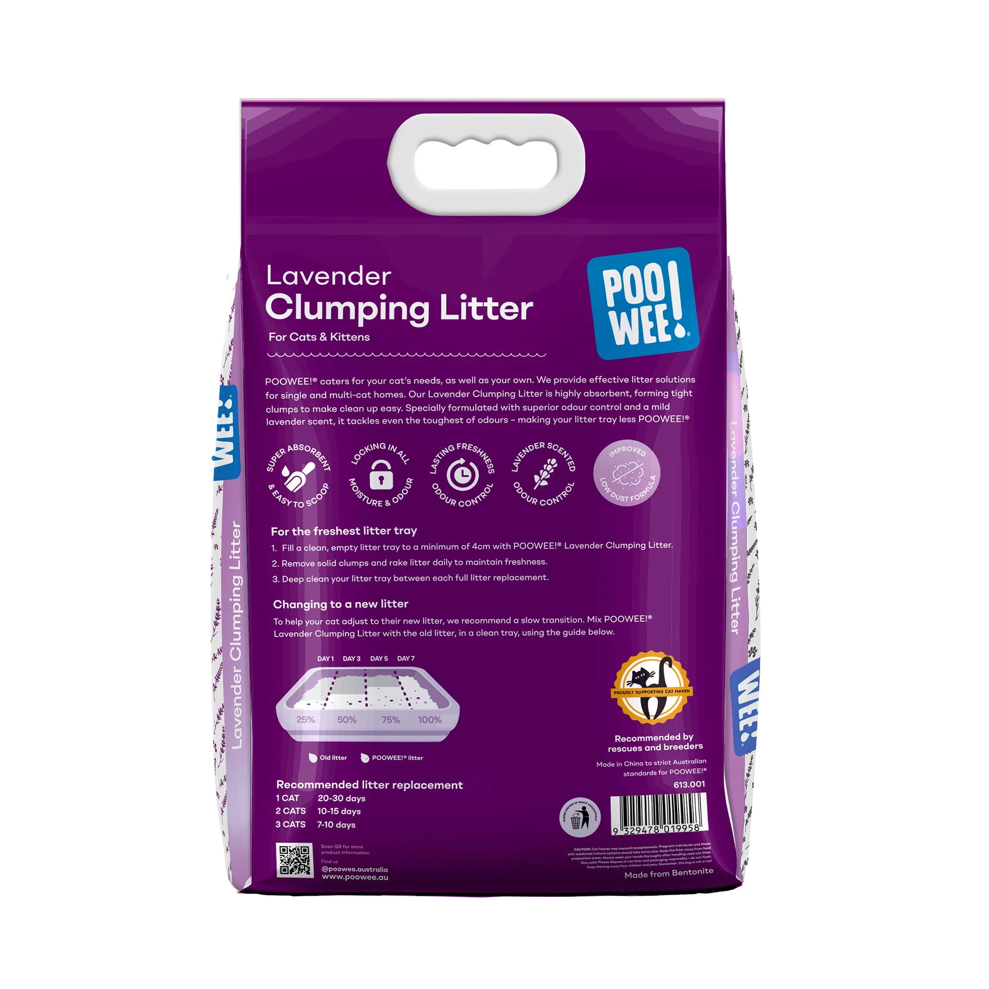 Poowee! Clumping Lavender Cat Litter 7.5Kg