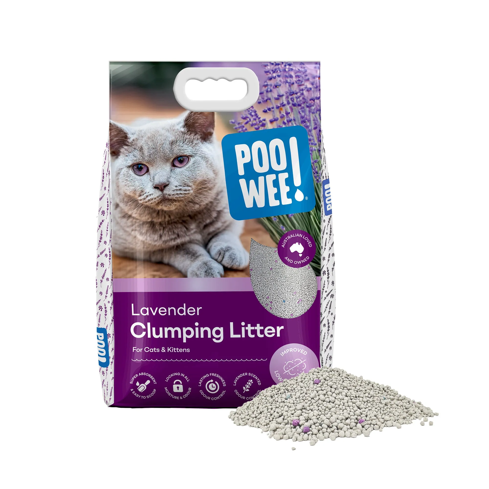 Poowee! Clumping Lavender Cat Litter 7.5Kg
