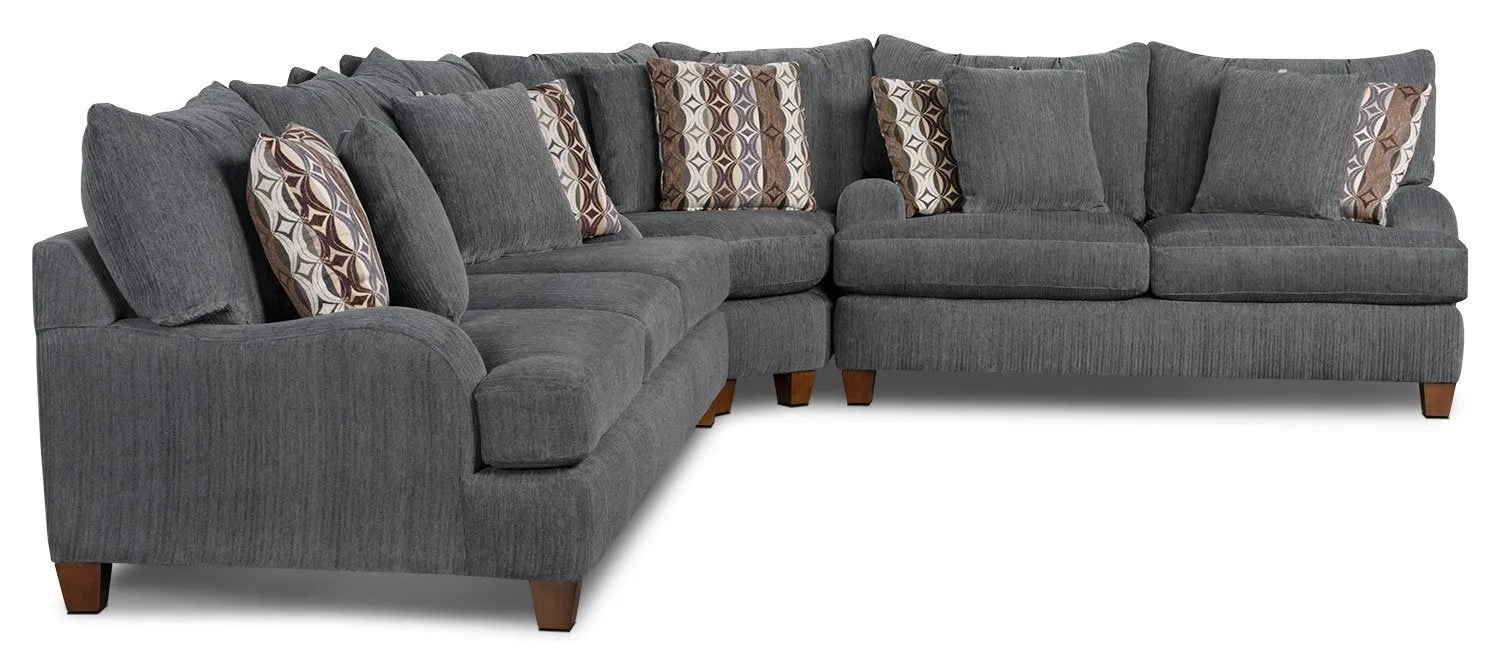 Preesall 3-Piece Chenille Sectional - Grey
