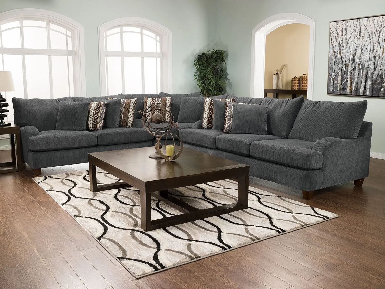 Preesall 3-Piece Chenille Sectional - Grey
