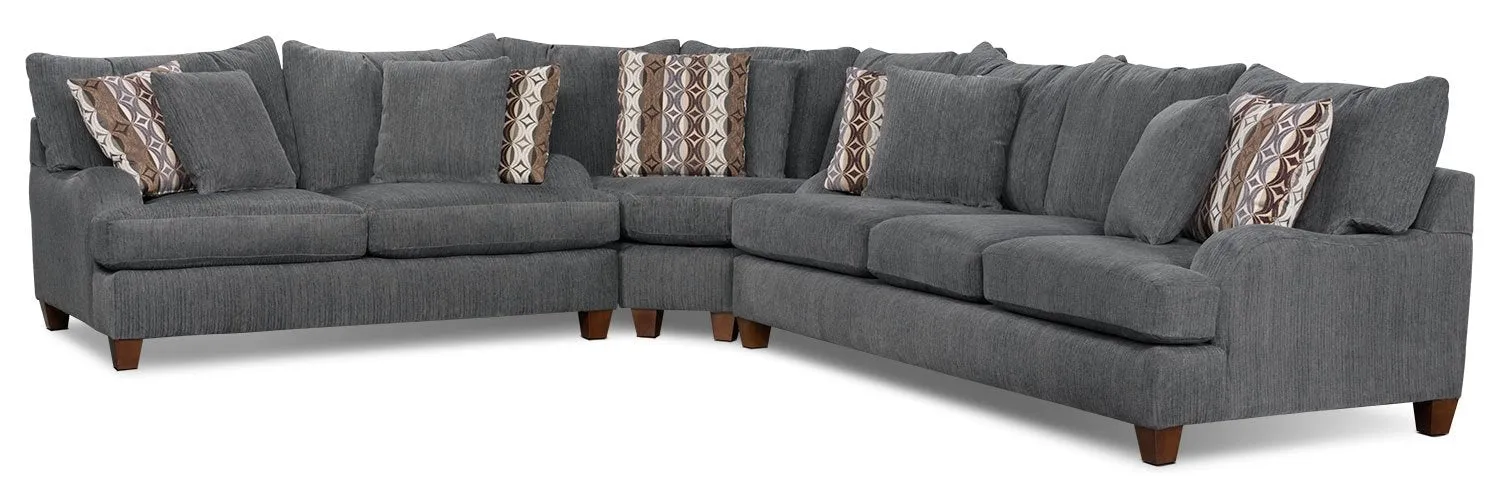 Preesall 3-Piece Chenille Sectional - Grey