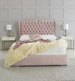 Rosa Chesterfield Winged Fabric Bed - 5ft King Size