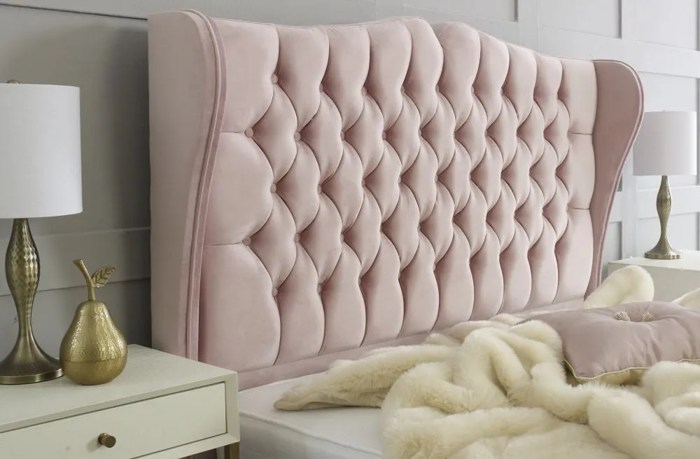 Rosa Chesterfield Winged Fabric Bed - 5ft King Size