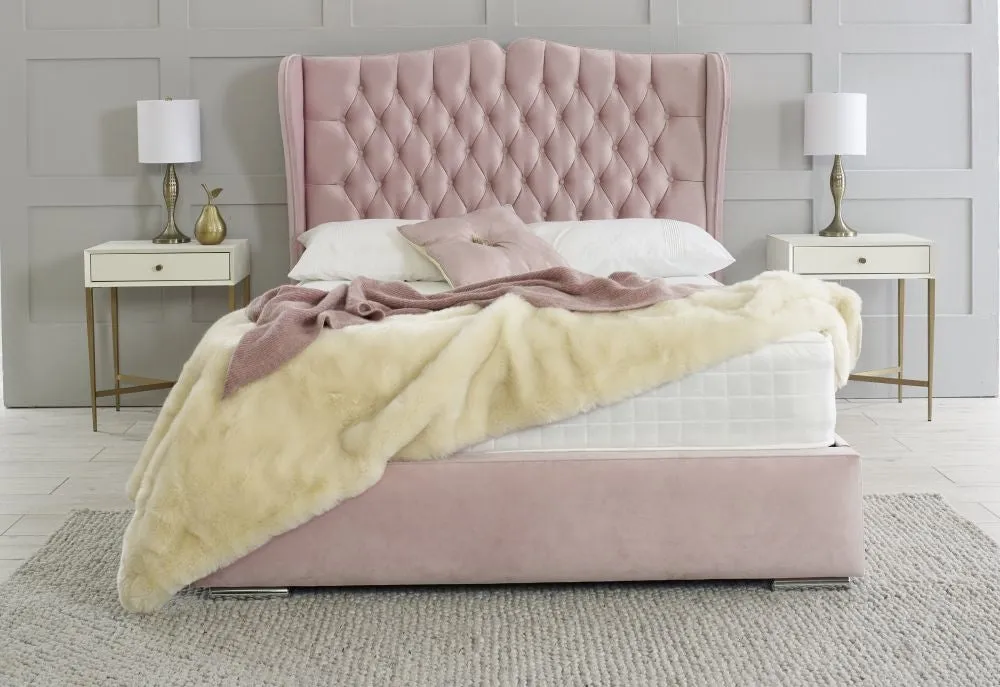 Rosa Chesterfield Winged Fabric Bed - 5ft King Size