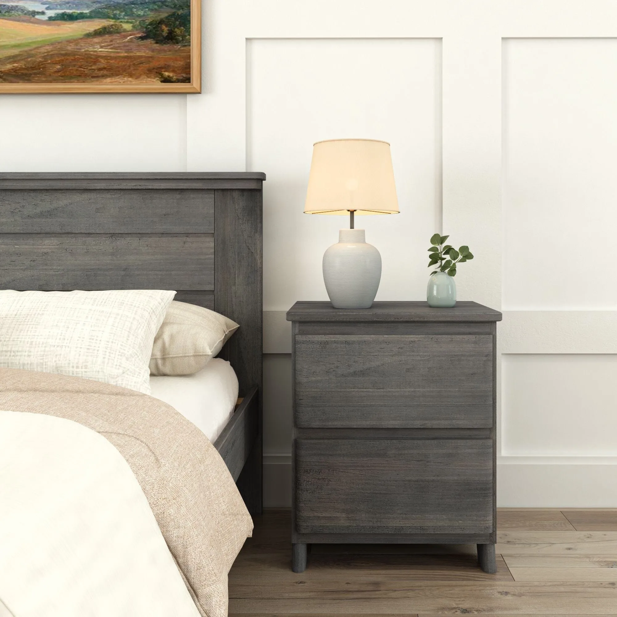 Rustic 2-Drawer Nightstand