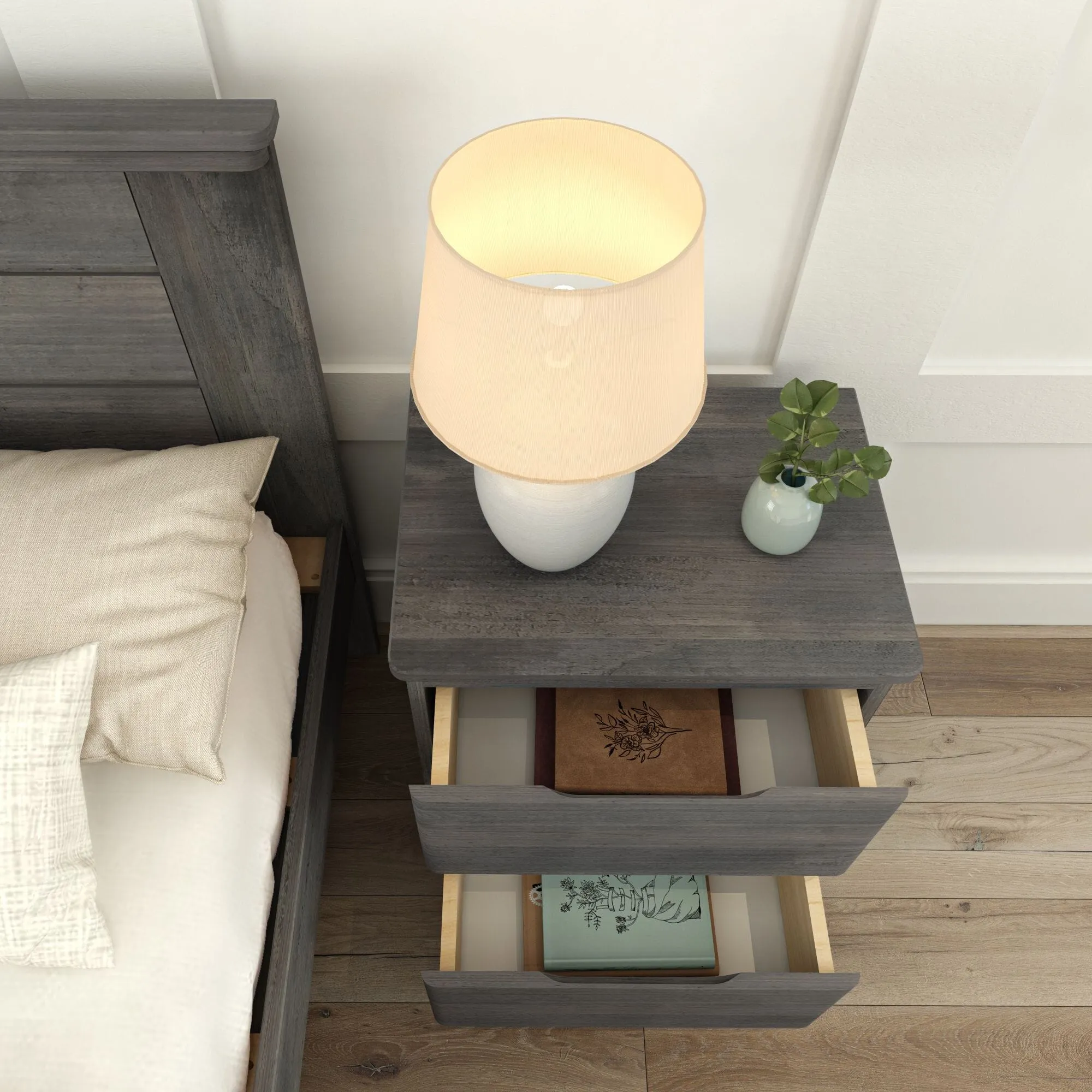 Rustic 2-Drawer Nightstand