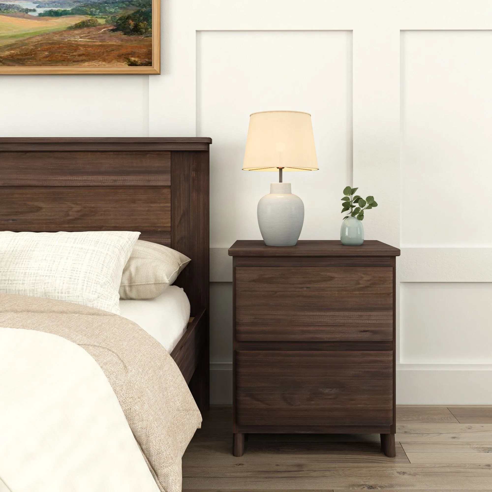 Rustic 2-Drawer Nightstand