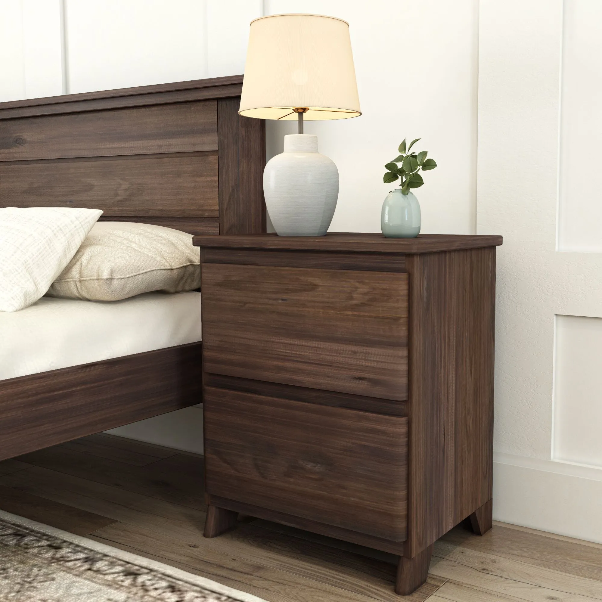 Rustic 2-Drawer Nightstand
