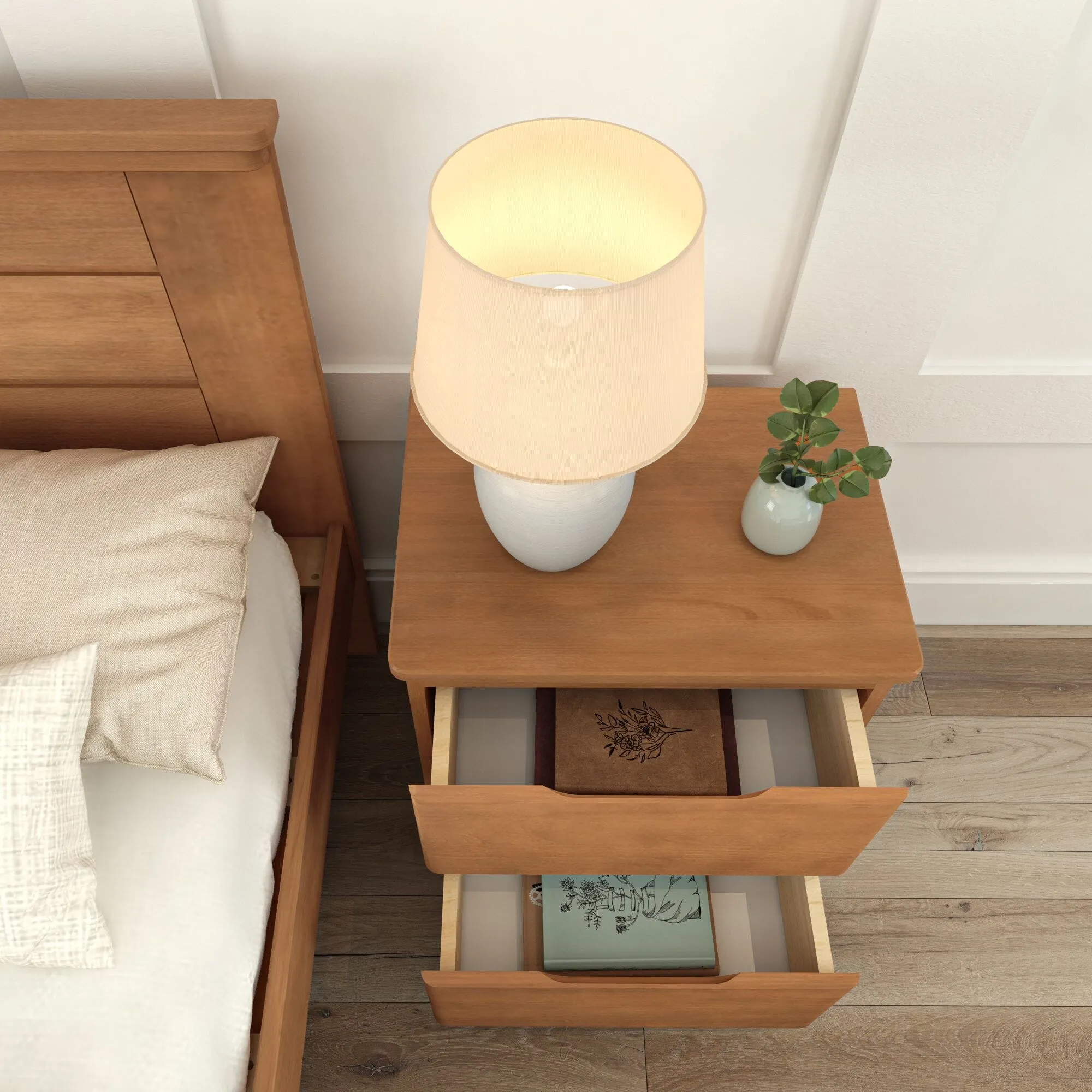 Rustic 2-Drawer Nightstand