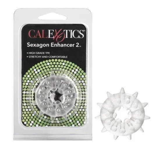 Sexagon 2 Penis Erection Girth Enhancer Ring with Spikes for Her Stimulation