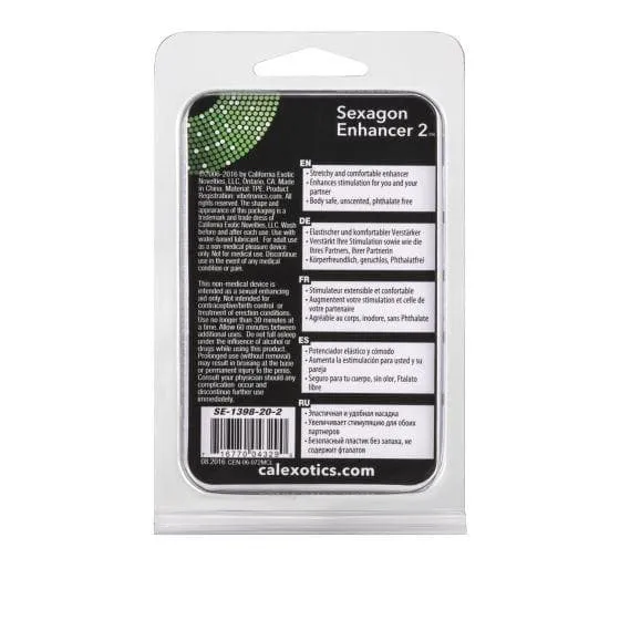 Sexagon 2 Penis Erection Girth Enhancer Ring with Spikes for Her Stimulation