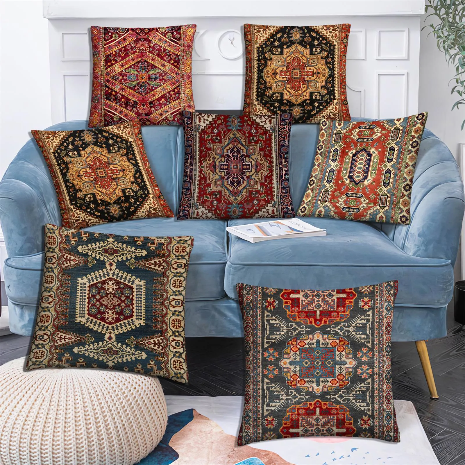 Short Plush Cushion Cover for Home Decor