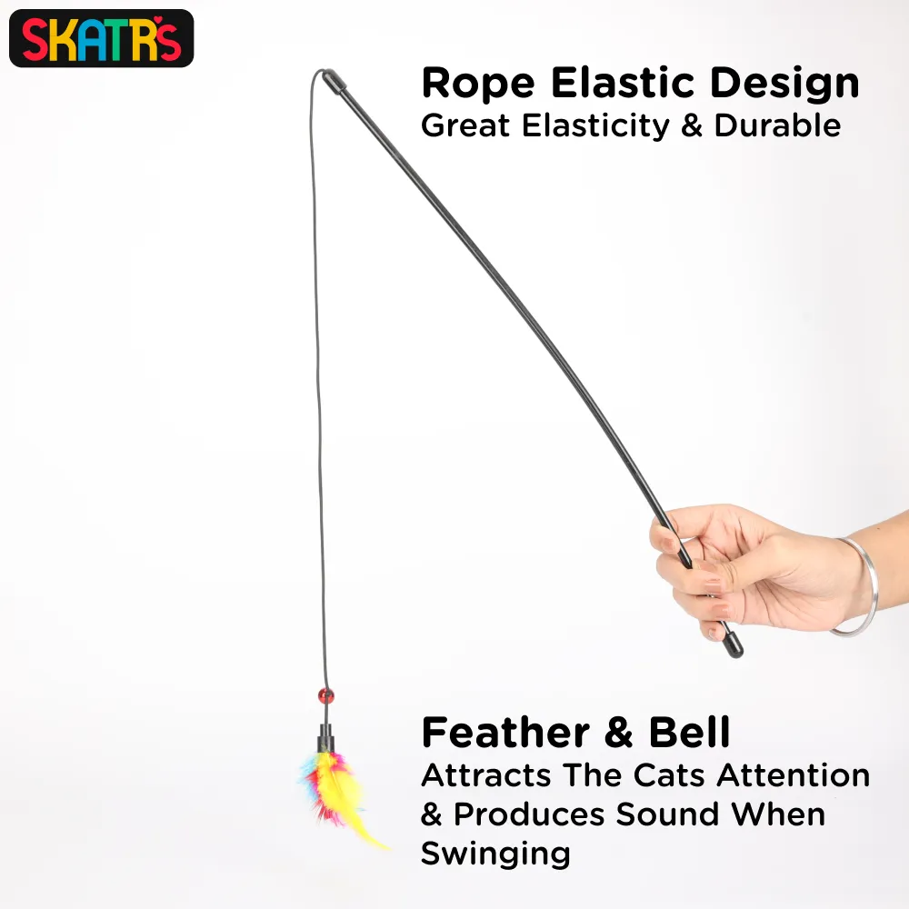 Skatrs Feather Fun Catcher Teaser Playing Stick for Cats