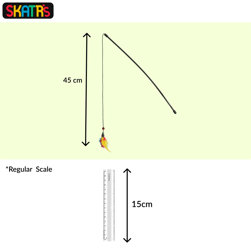 Skatrs Feather Fun Catcher Teaser Playing Stick for Cats