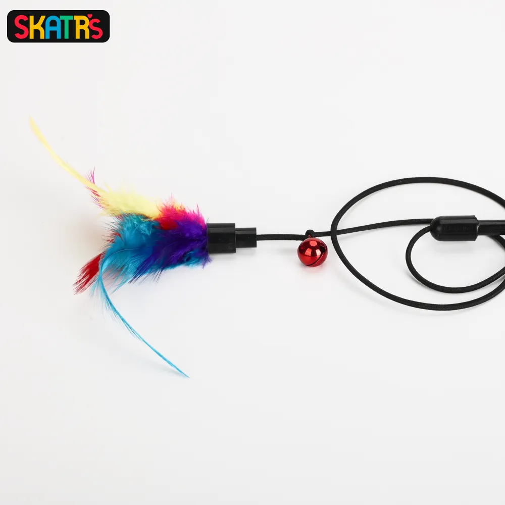 Skatrs Feather Fun Catcher Teaser Playing Stick for Cats