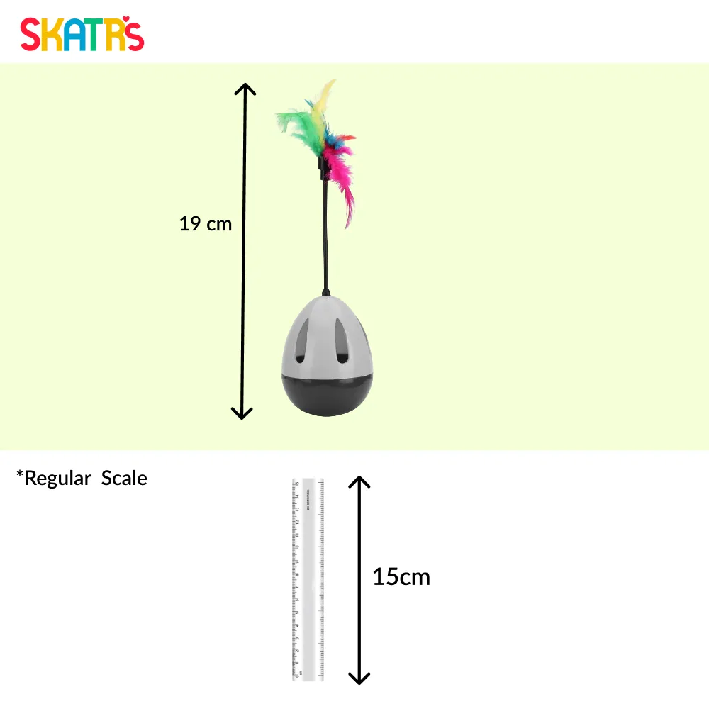 Skatrs Feather Interactive Tumbler Toy for Cats (Grey)