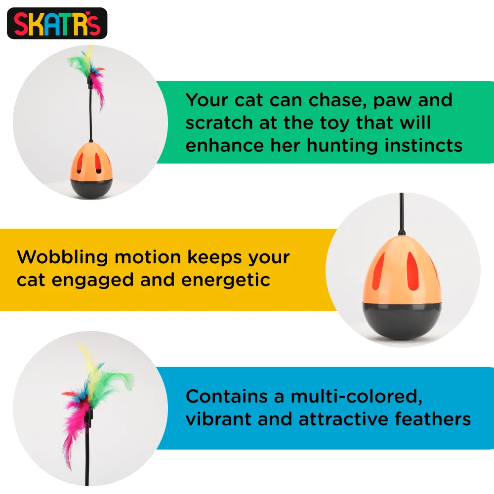 Skatrs Feather Interactive Tumbler Toy for Cats (Grey)