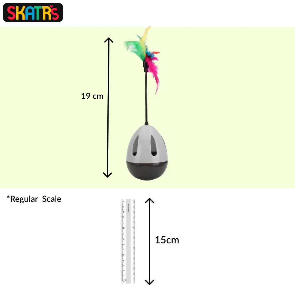 Skatrs Feather Interactive Tumbler Toy for Cats (Grey)