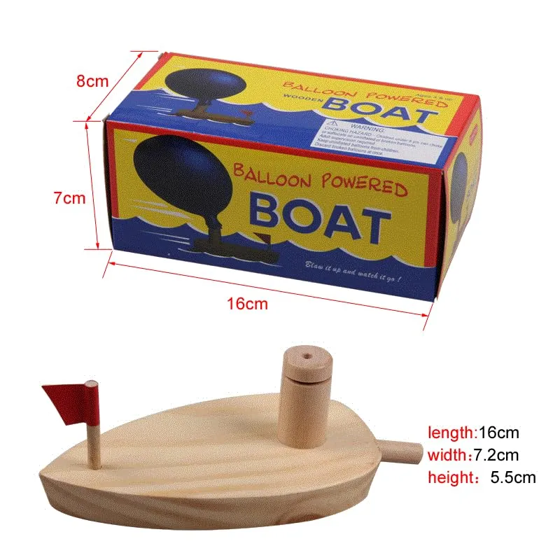 Tiny Toys Wooden Baloon Powered Boat, Baby Toddler Bath Toy, Mechanical Toys, Science Toys - 2-5Yrs Boys & Girls
