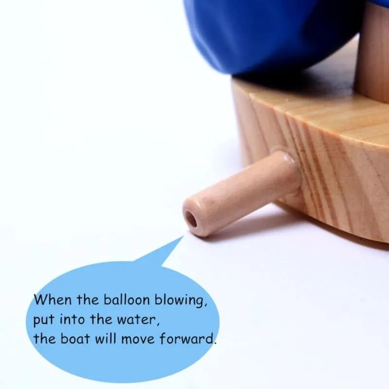 Tiny Toys Wooden Baloon Powered Boat, Baby Toddler Bath Toy, Mechanical Toys, Science Toys - 2-5Yrs Boys & Girls