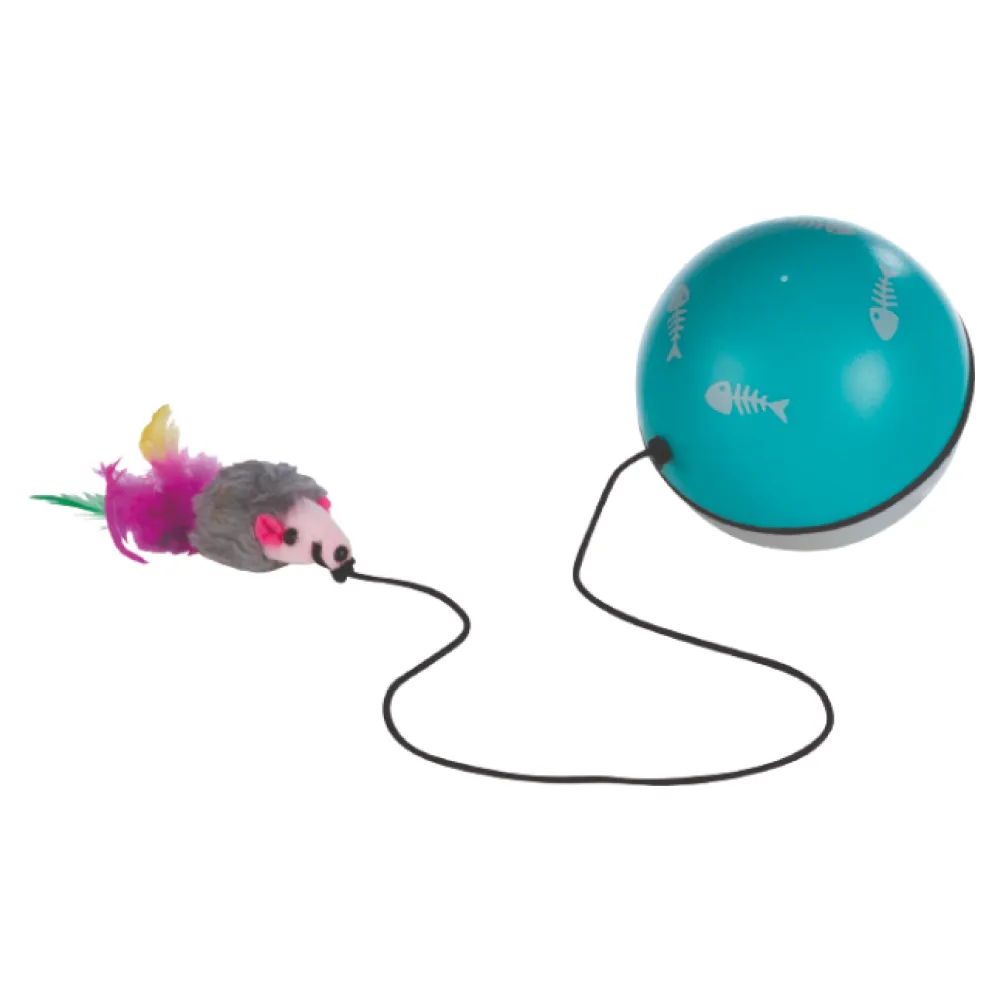 Trixie Turbinio Ball with Motor and Mouse Toy for Cats (Blue/White)