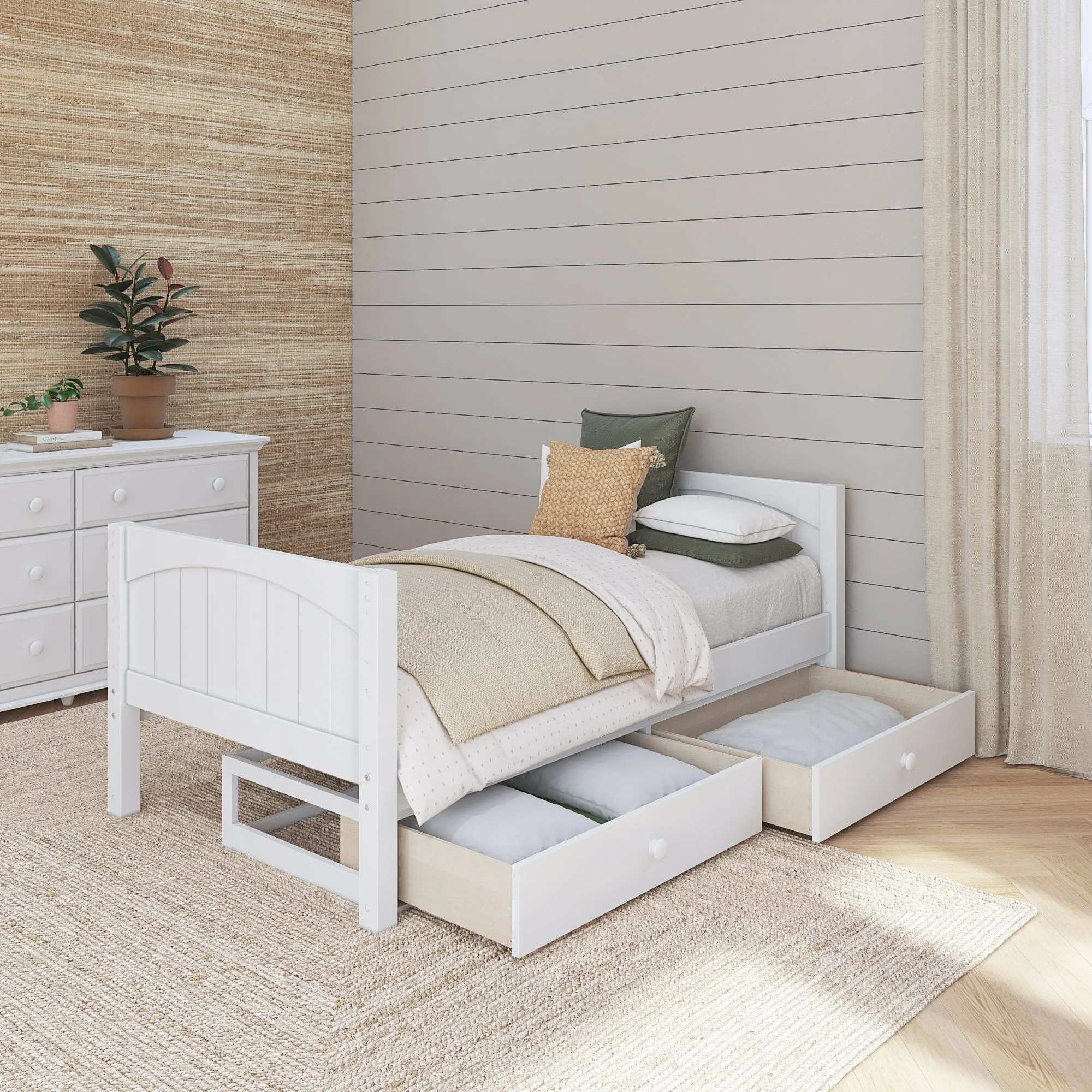 Twin Low Basic Bed with Underbed Dresser
