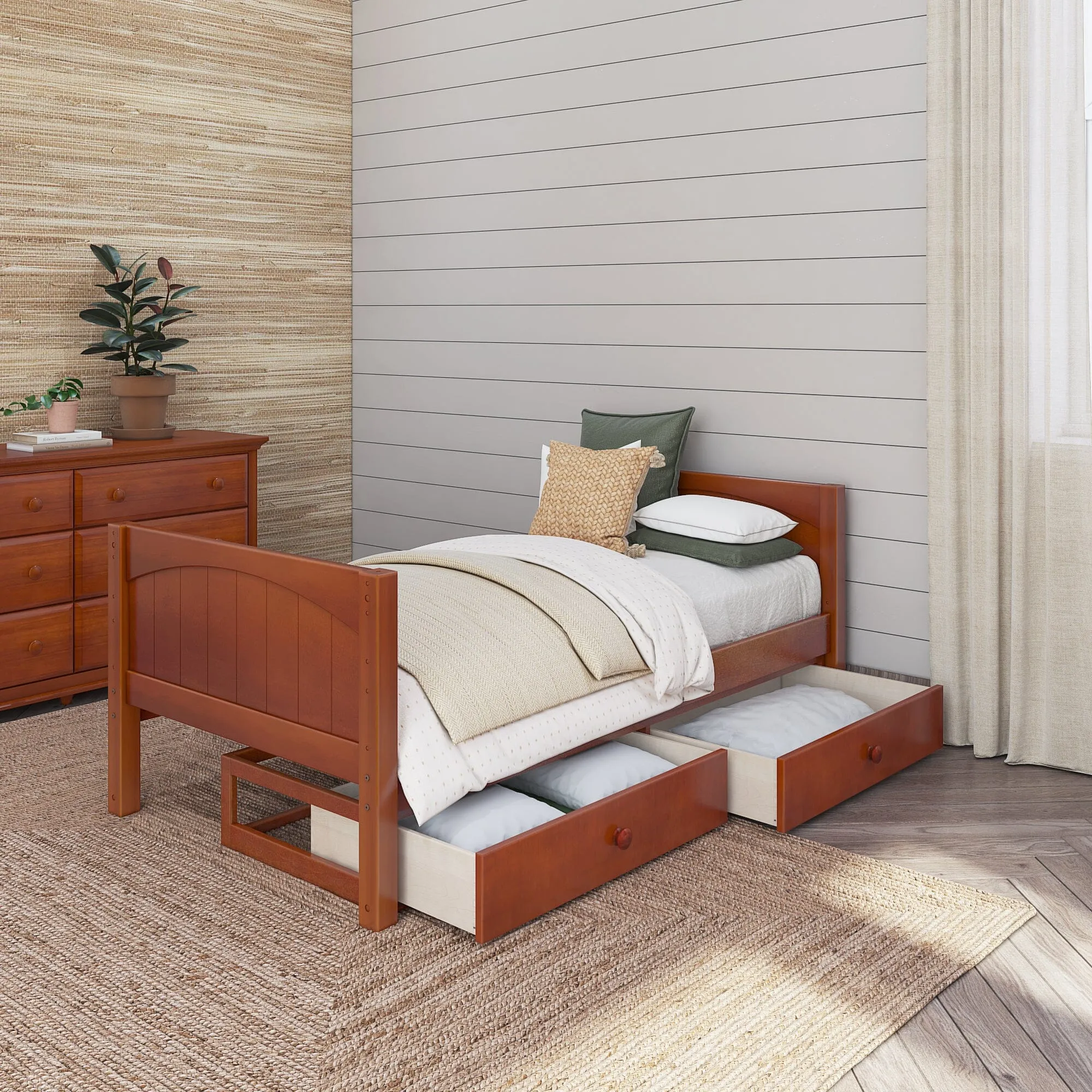 Twin Low Basic Bed with Underbed Dresser