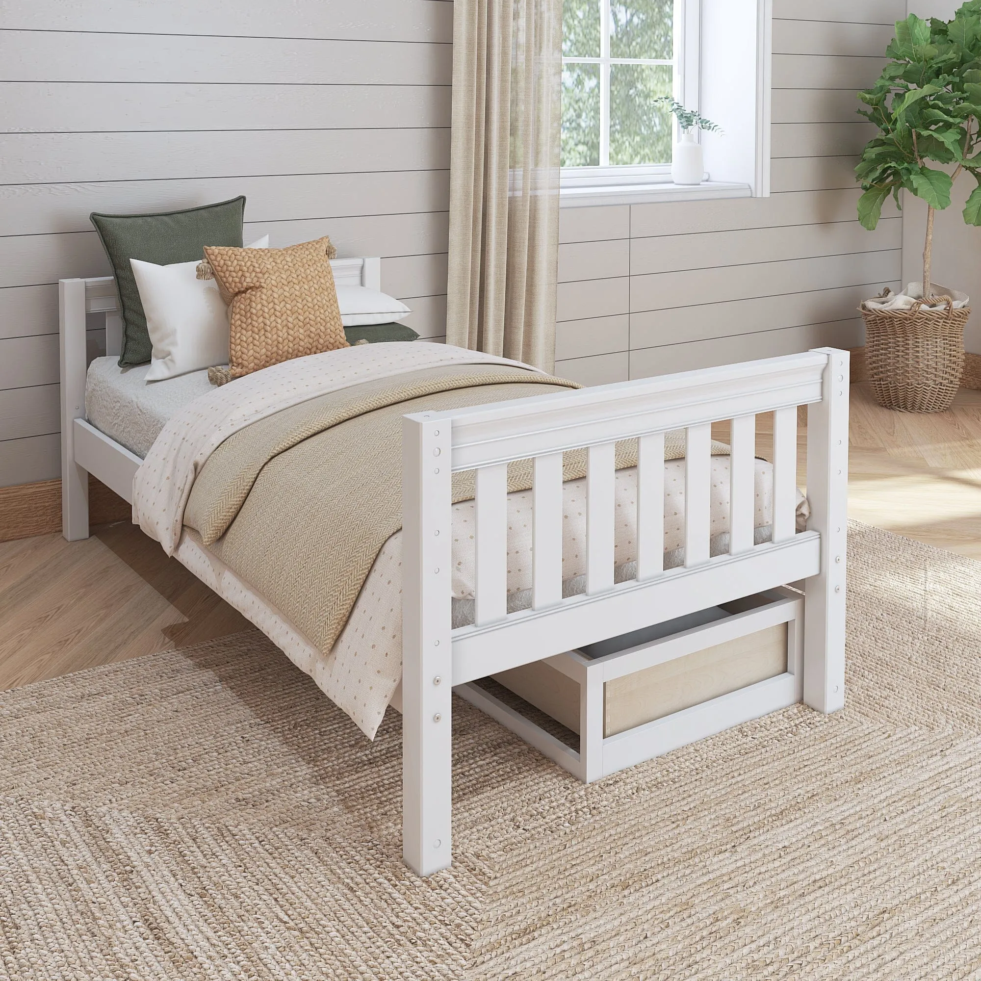 Twin Low Basic Bed with Underbed Dresser
