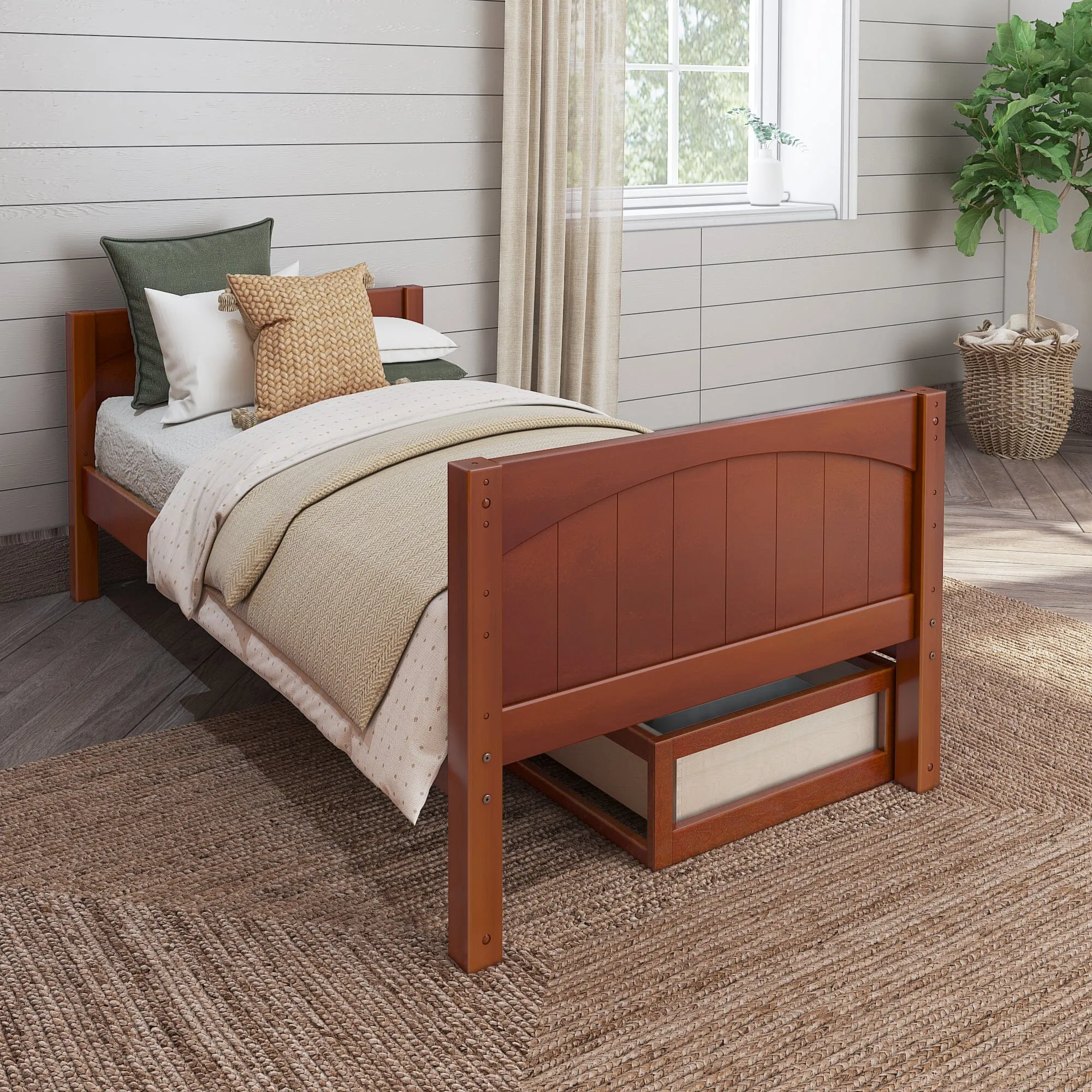 Twin Low Basic Bed with Underbed Dresser