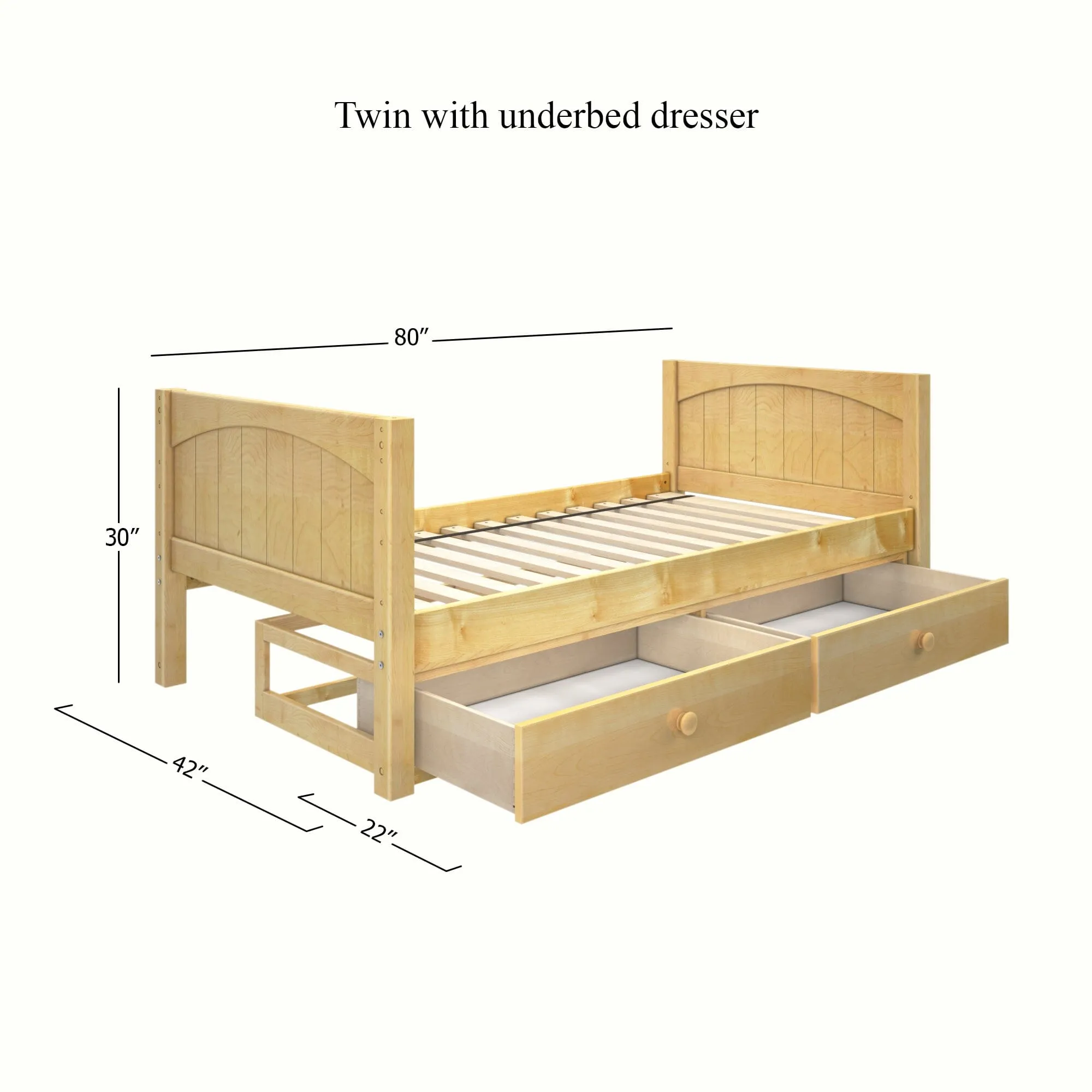 Twin Low Basic Bed with Underbed Dresser