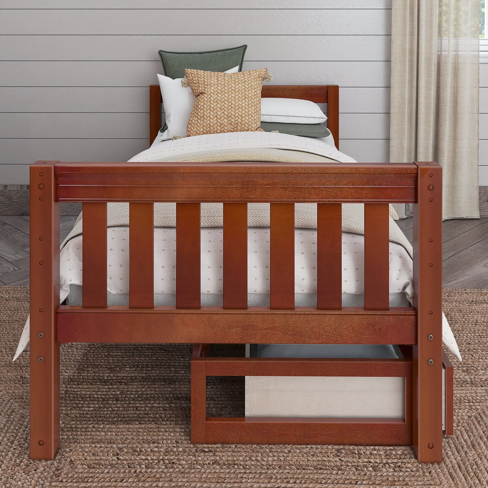 Twin Low Basic Bed with Underbed Dresser