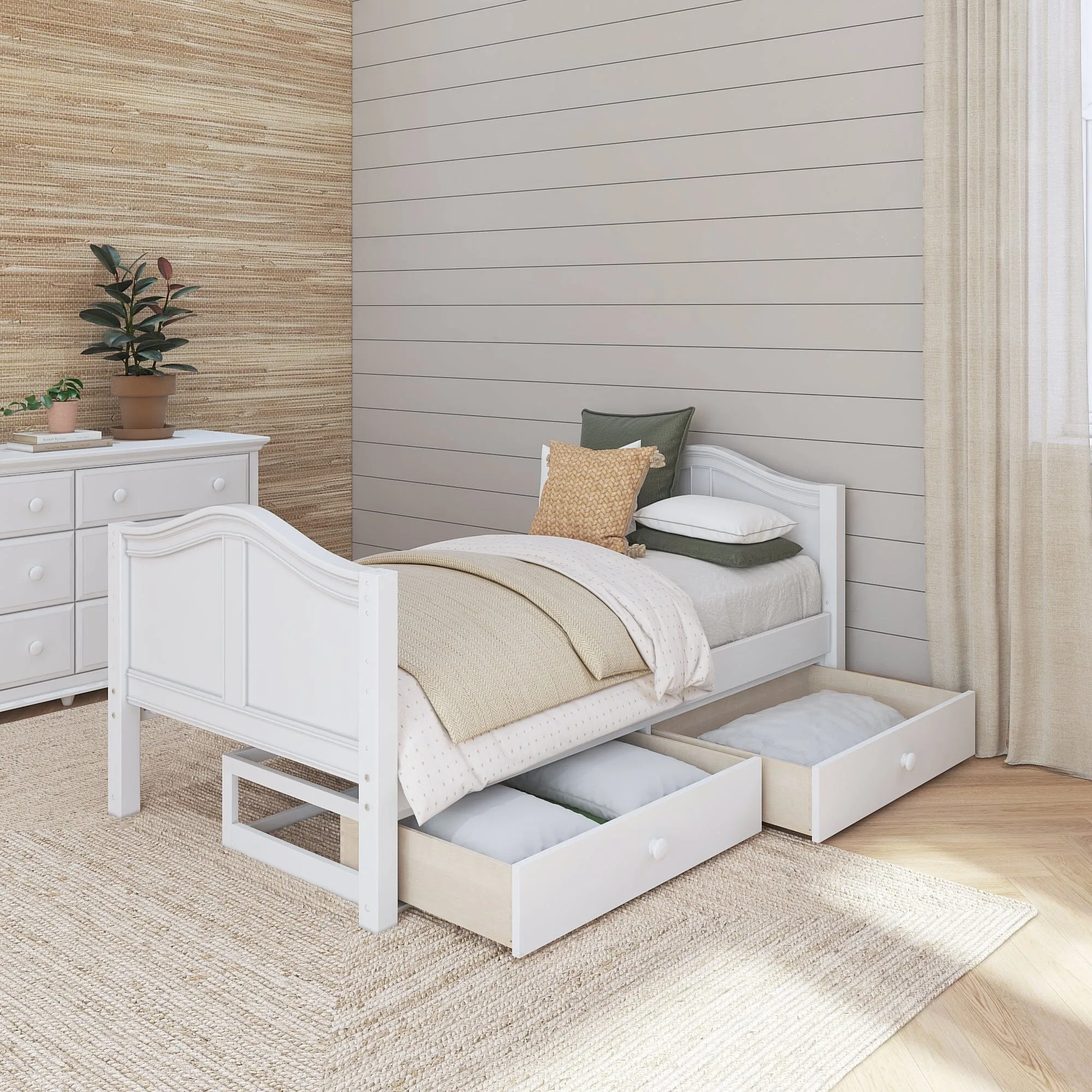 Twin Low Basic Bed with Underbed Dresser