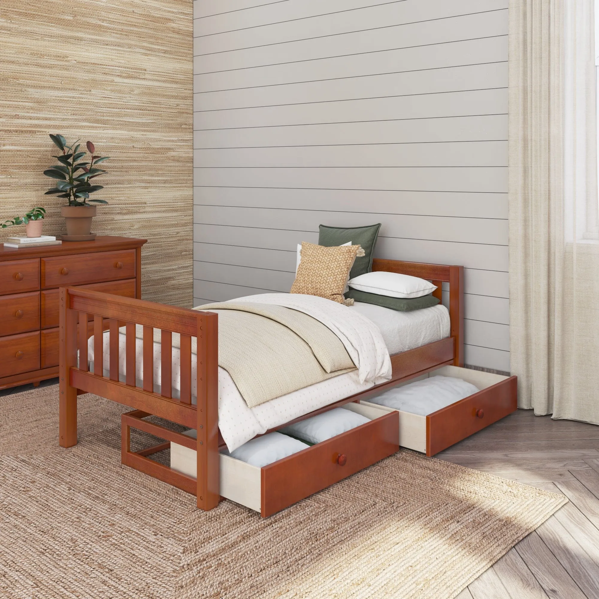 Twin Low Basic Bed with Underbed Dresser