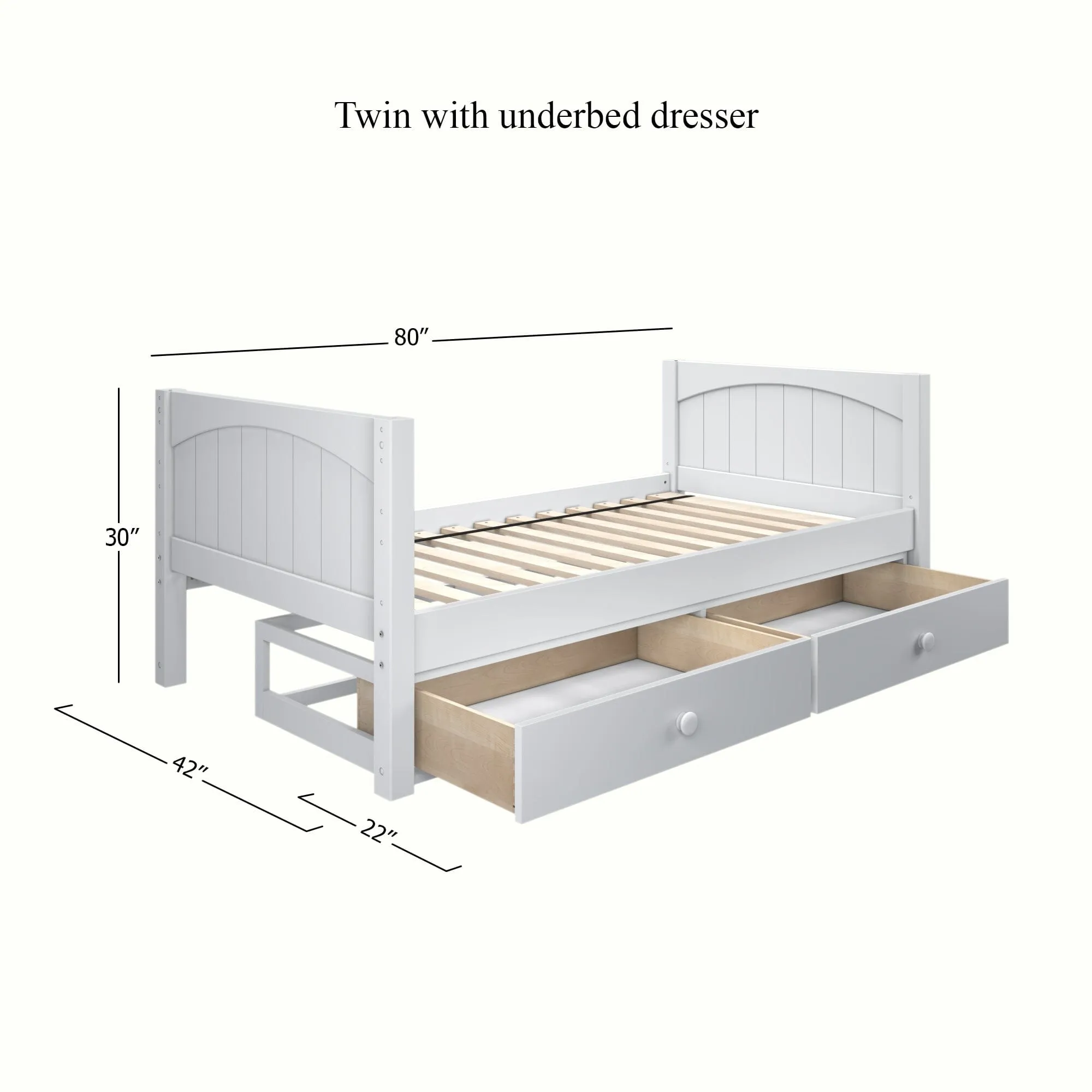 Twin Low Basic Bed with Underbed Dresser
