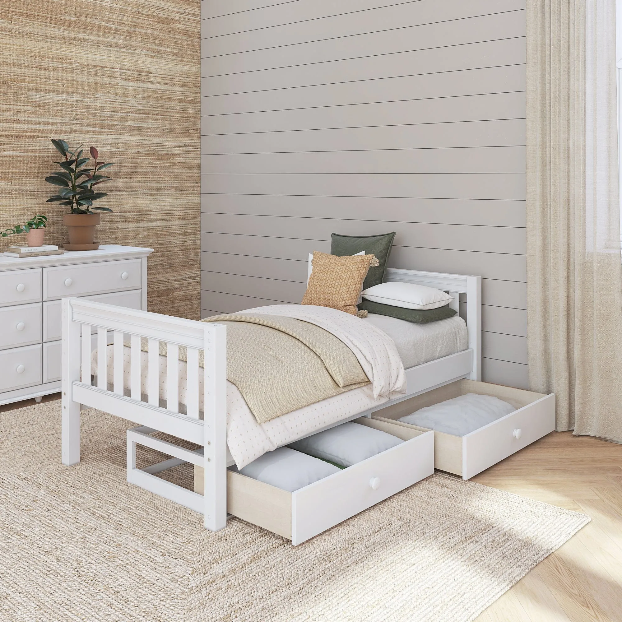 Twin Low Basic Bed with Underbed Dresser