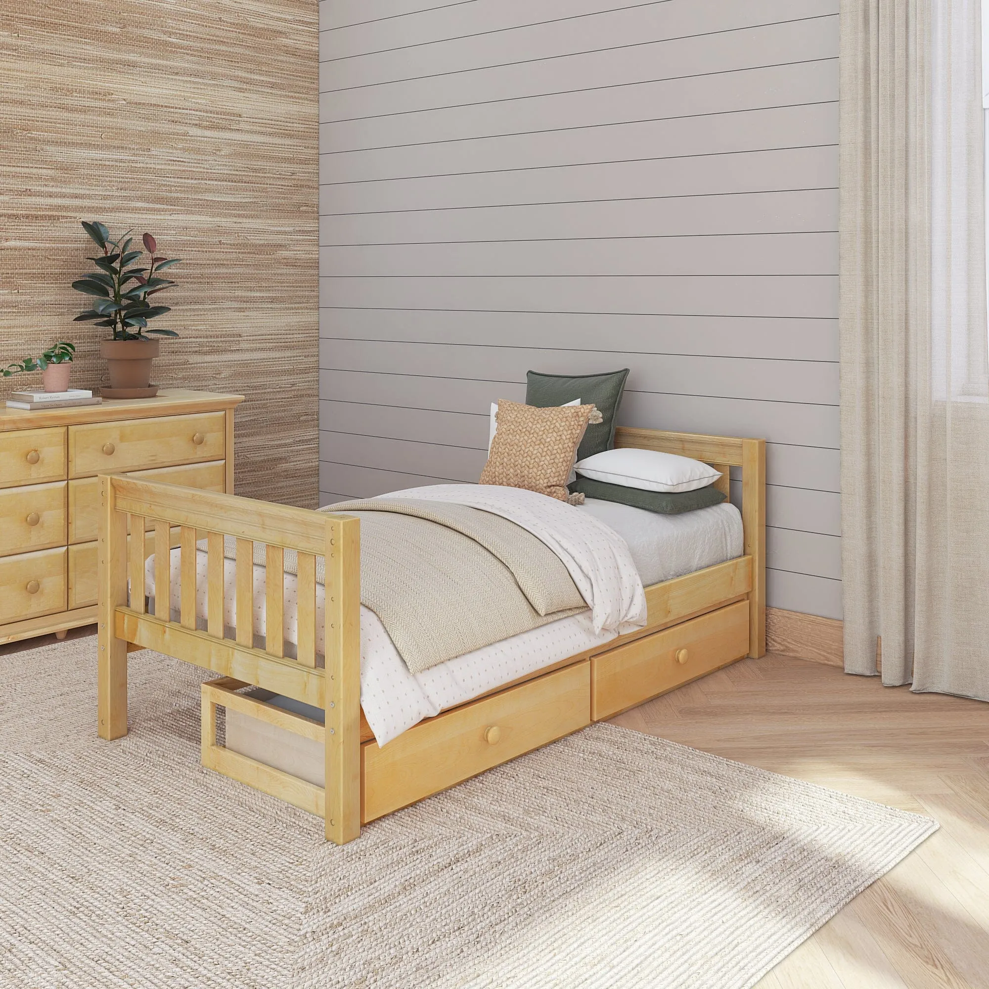 Twin Low Basic Bed with Underbed Dresser