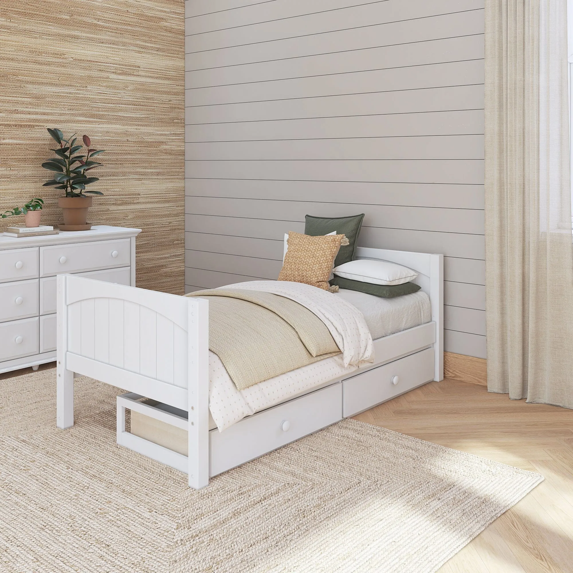 Twin Low Basic Bed with Underbed Dresser