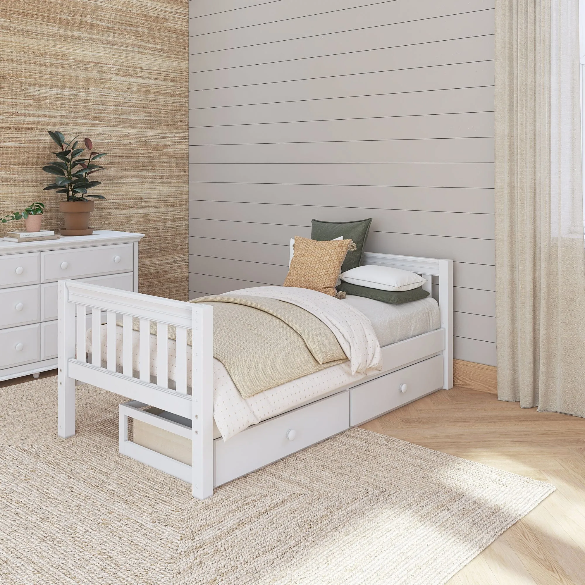 Twin Low Basic Bed with Underbed Dresser