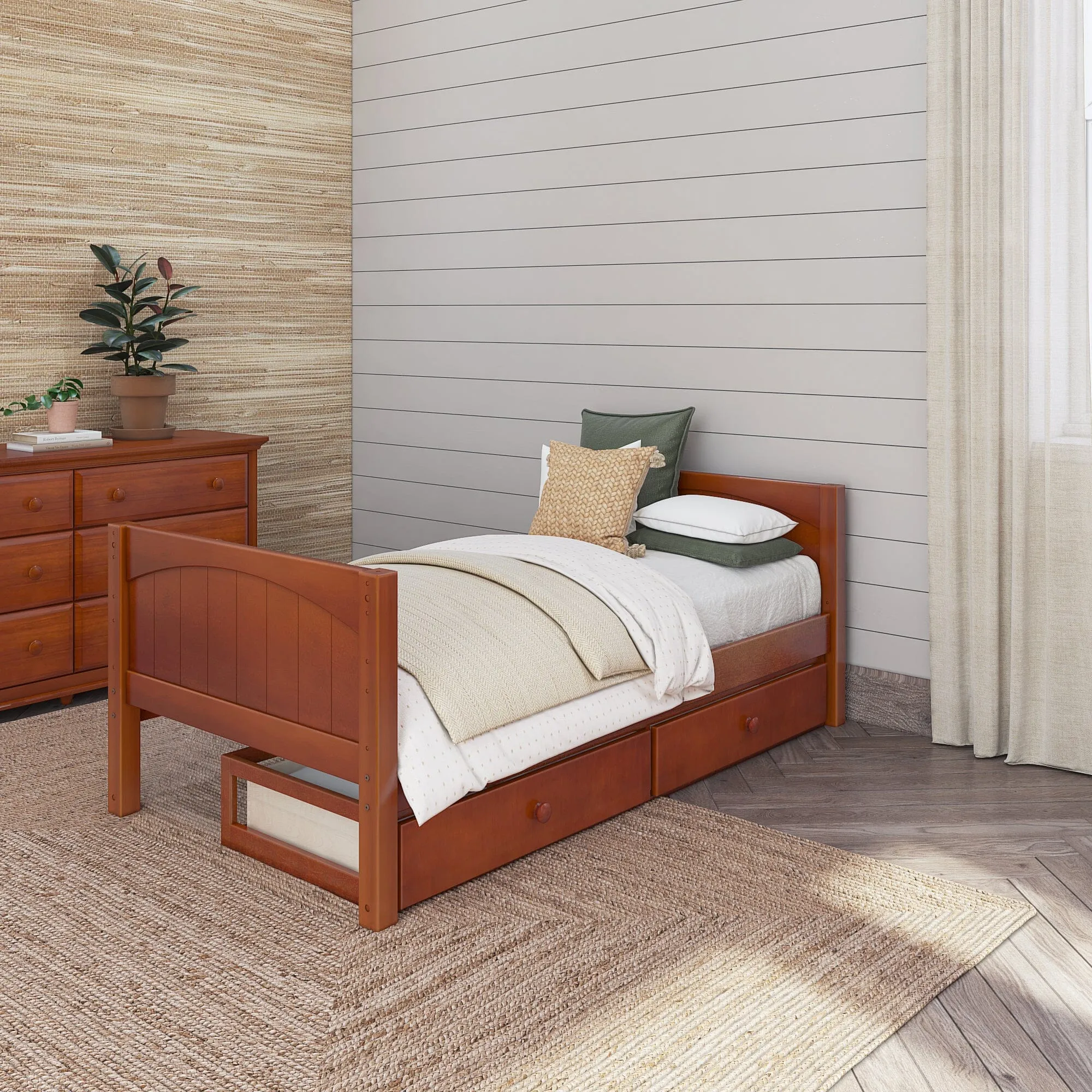 Twin Low Basic Bed with Underbed Dresser