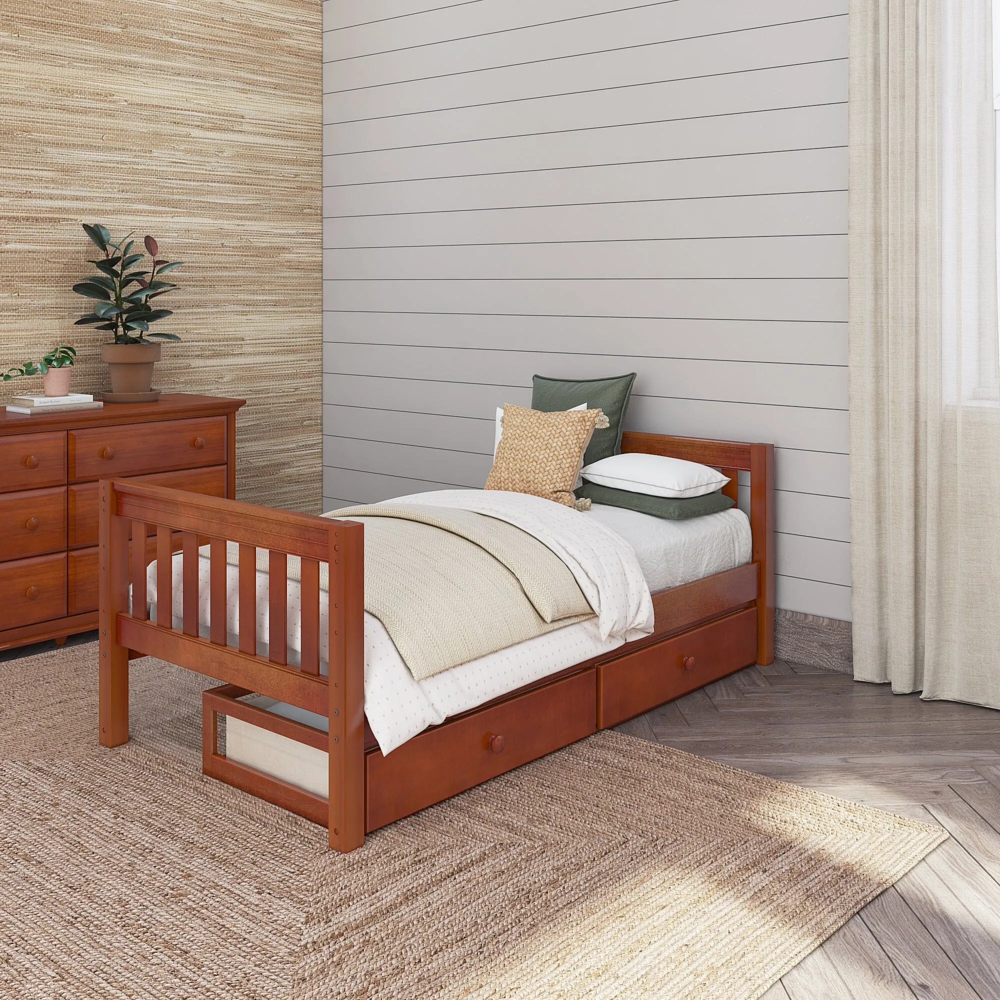 Twin Low Basic Bed with Underbed Dresser
