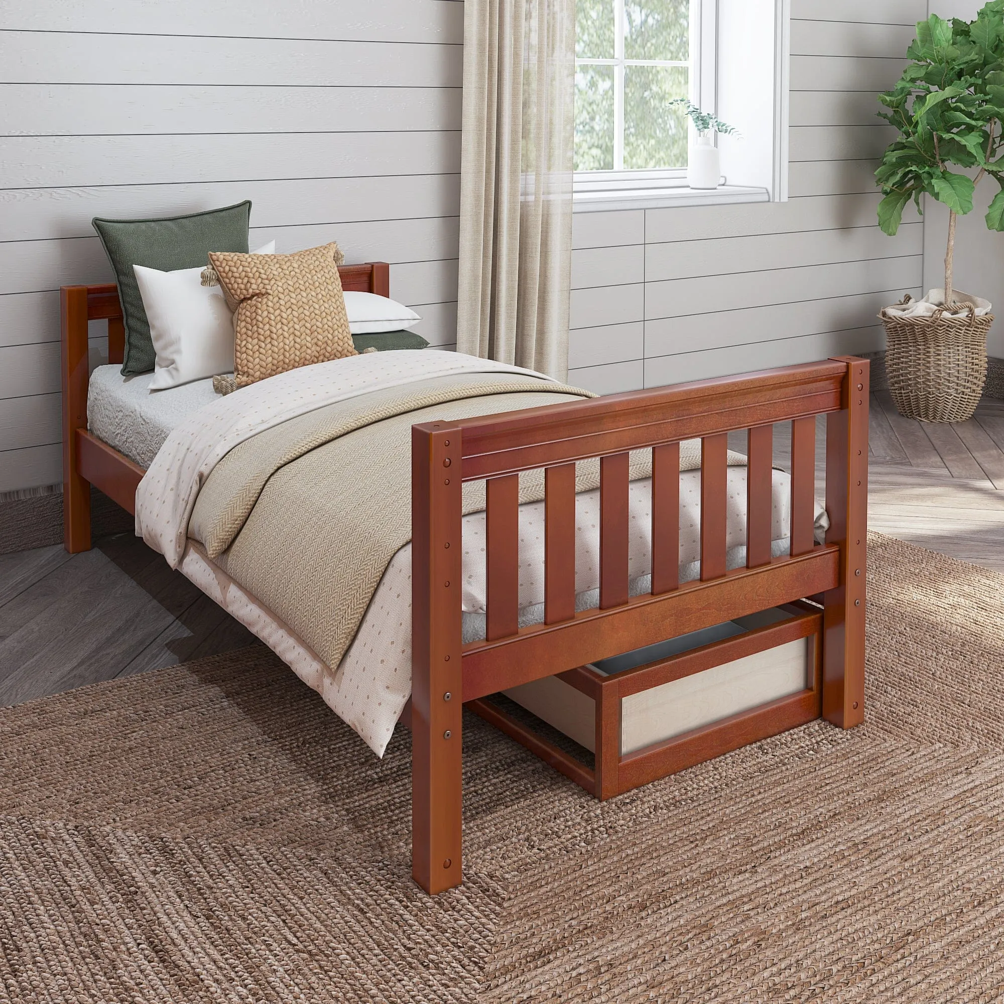 Twin Low Basic Bed with Underbed Dresser