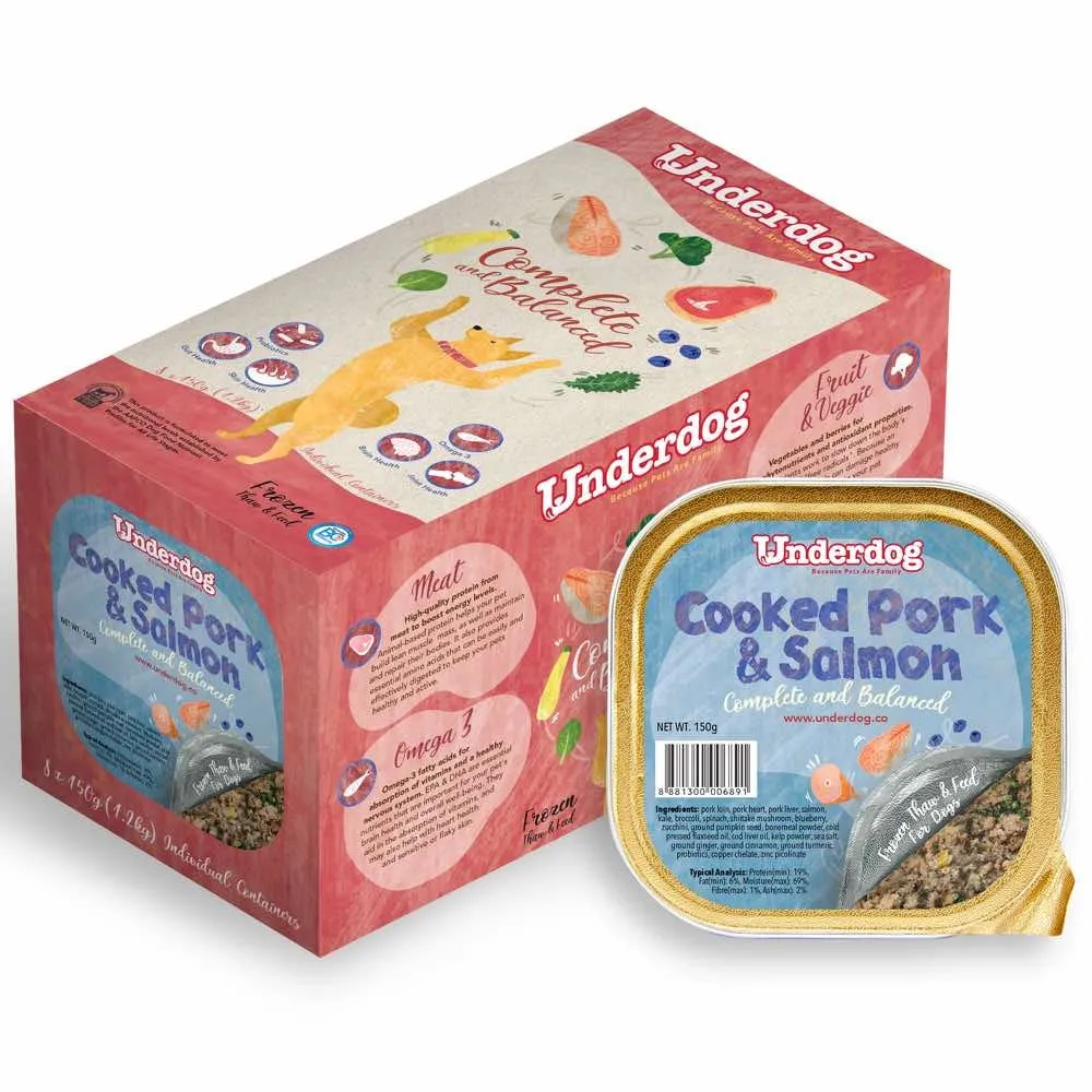Underdog Cooked Pork & Salmon Complete & Balanced Frozen Dog Food 1.2kg