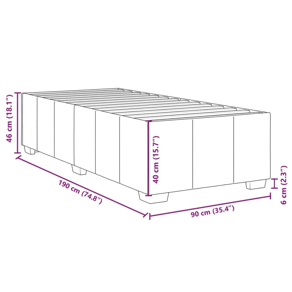 vidaXL Bed Frame without Mattress Dark Grey 90x190 cm Single Fabric