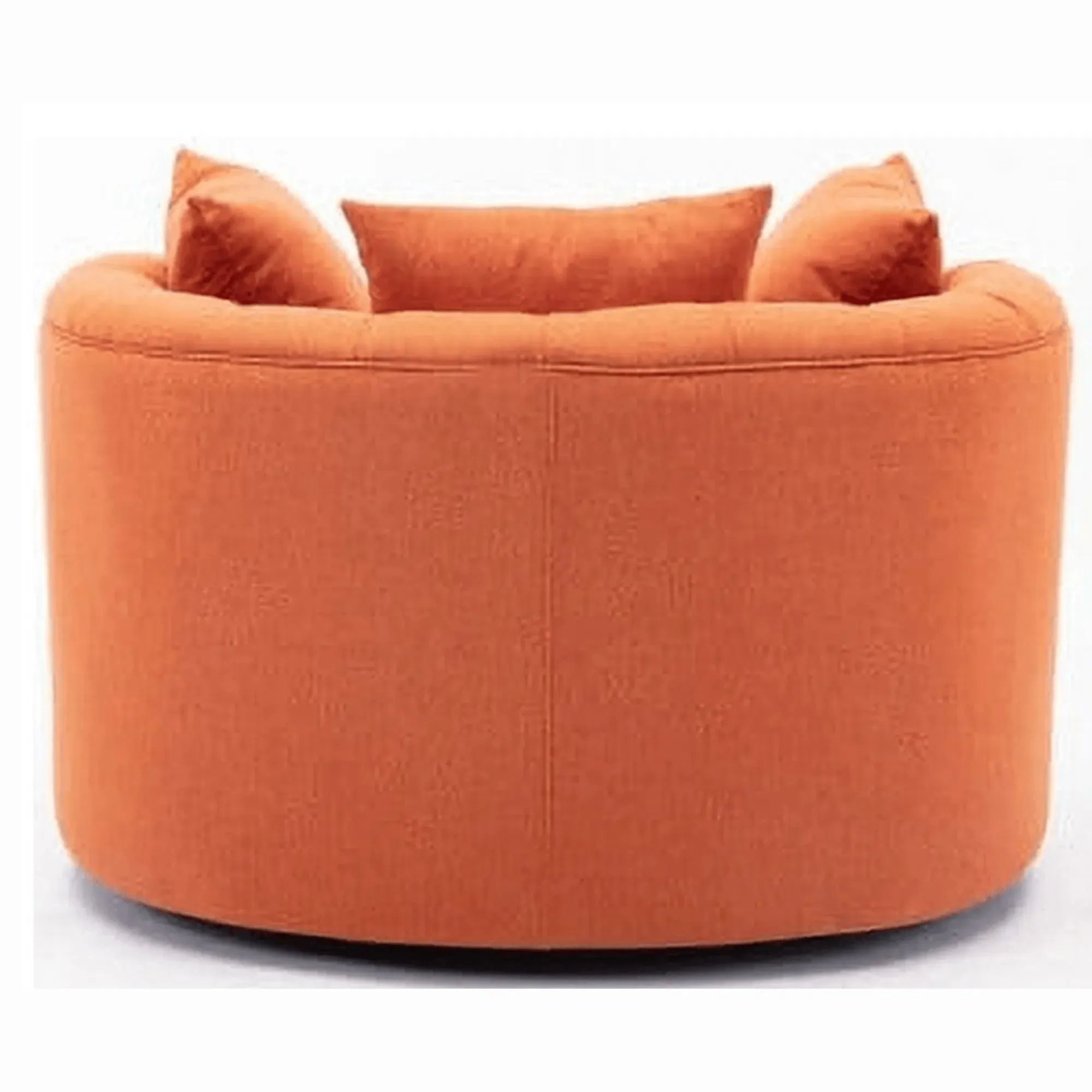 Wooden Twist Barrel Button Tufted Design Modern Round Sofa Cuddle Chair For Living Room with 3 Pillows