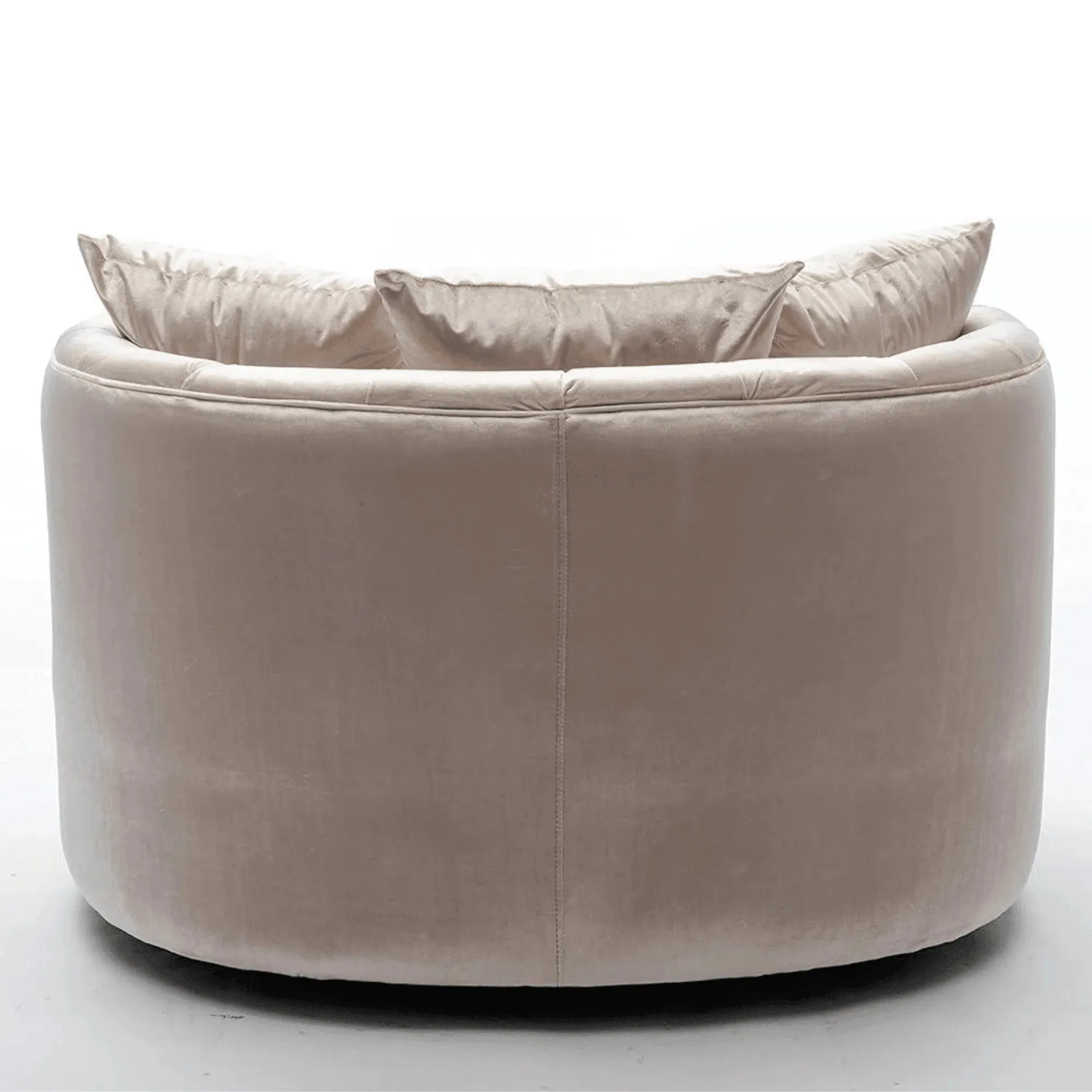 Wooden Twist Barrel Button Tufted Design Modern Round Sofa Cuddle Chair For Living Room with 3 Pillows