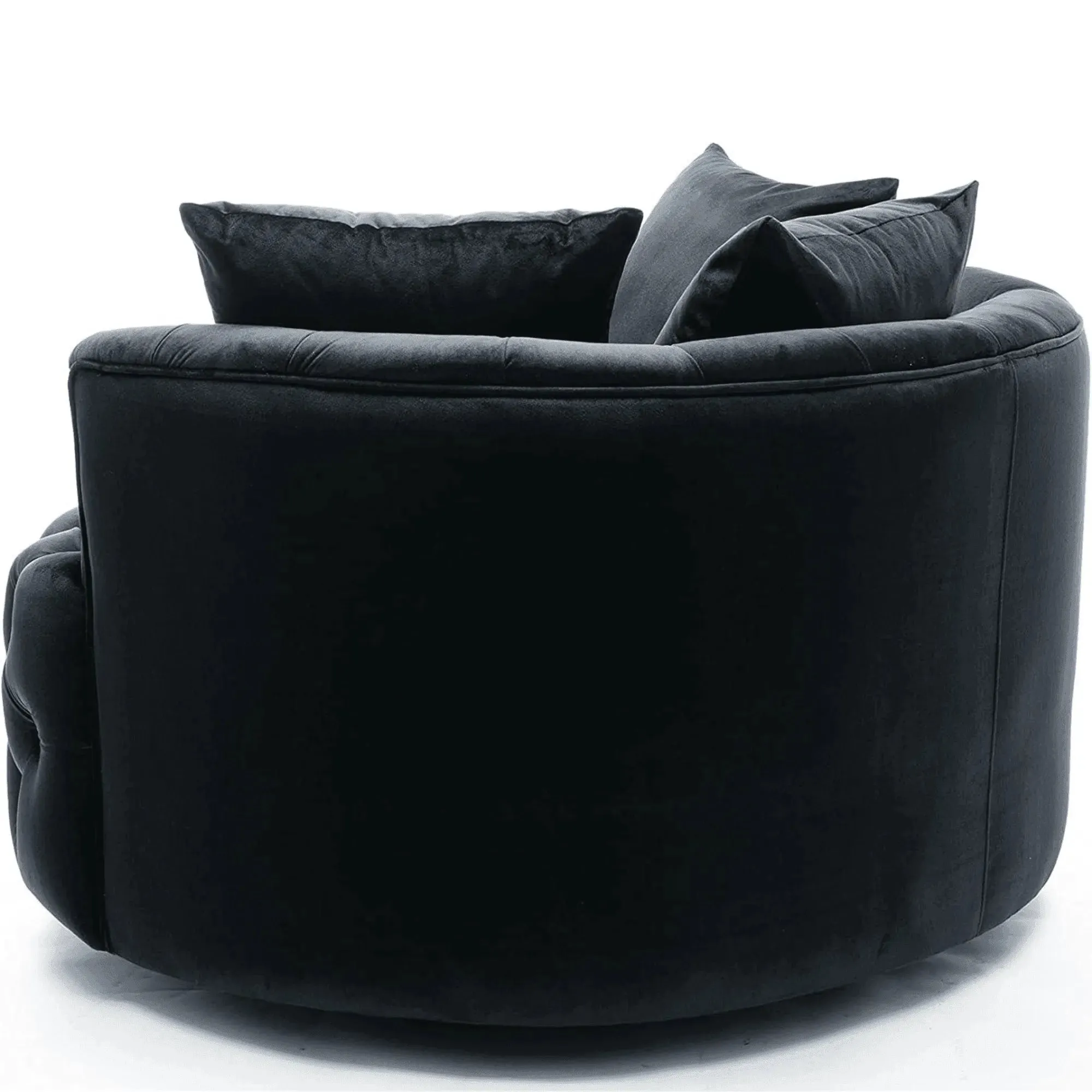Wooden Twist Barrel Button Tufted Design Modern Round Sofa Cuddle Chair For Living Room with 3 Pillows